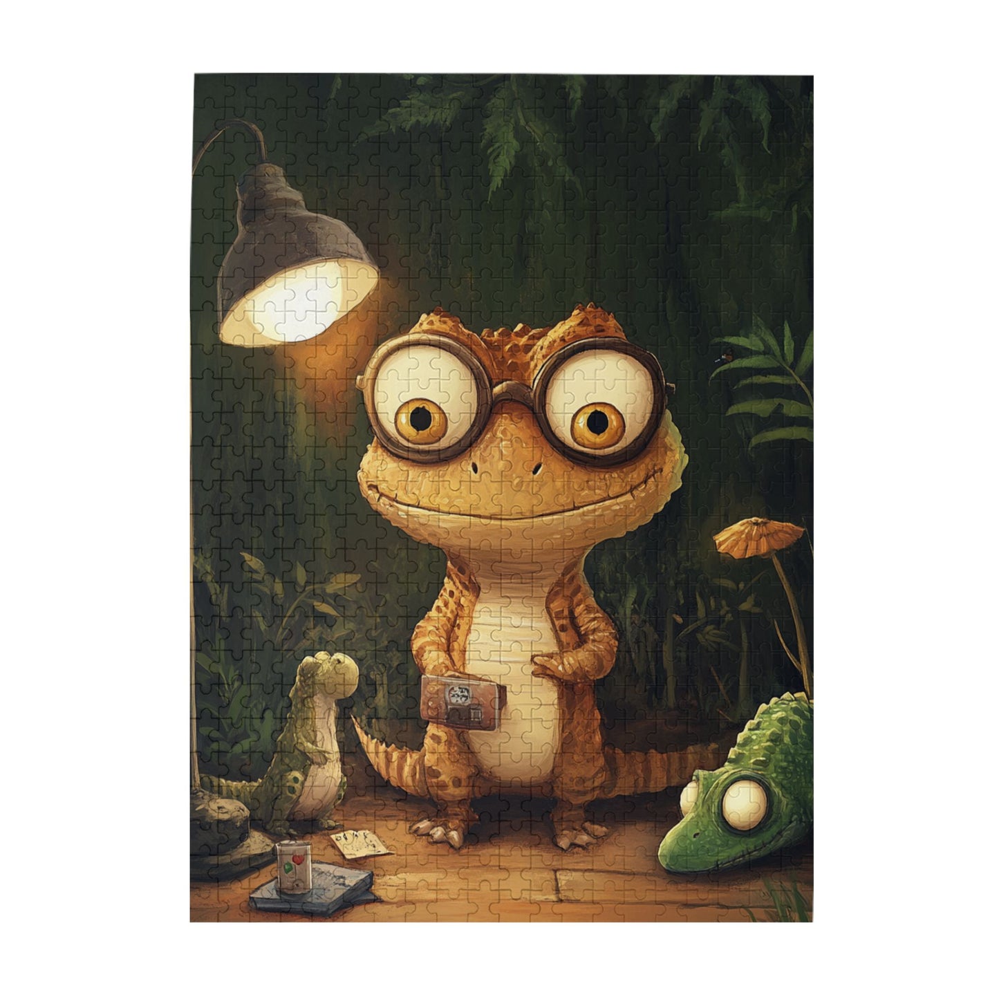 Quirky Lizard Poker Night Puzzle - 500-Piece Fun Animal Illustration Puzzle
