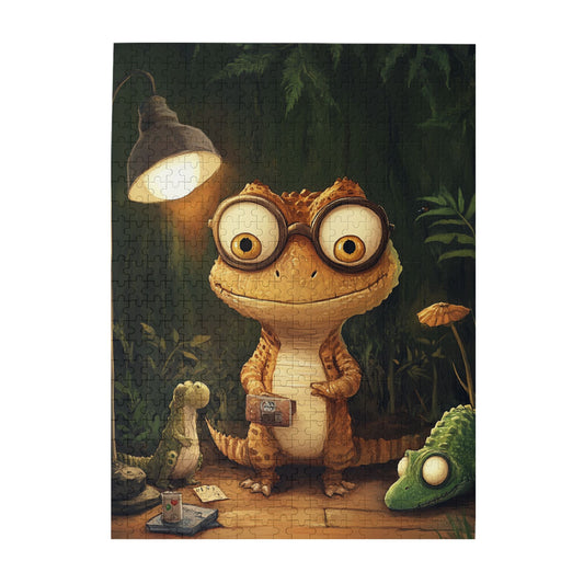 Quirky Lizard Poker Night Puzzle - 500-Piece Fun Animal Illustration Puzzle