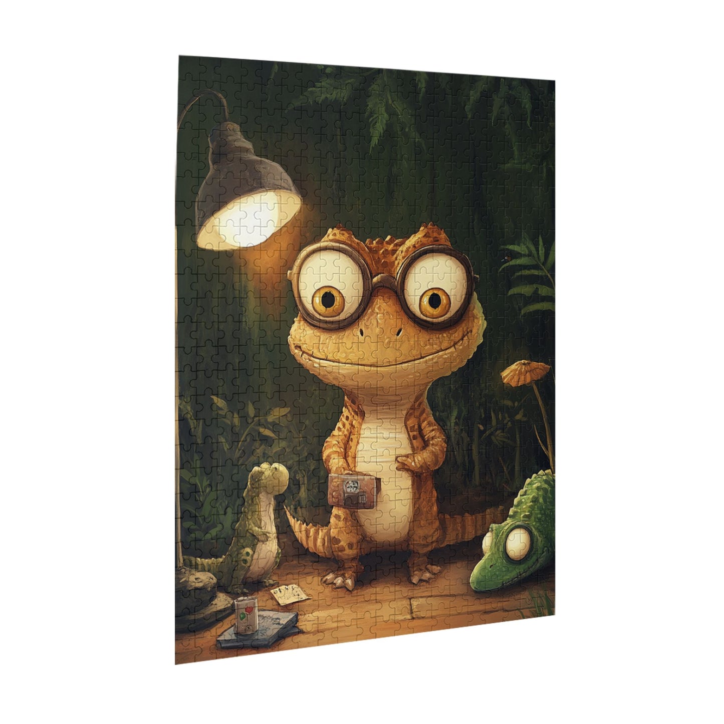 Quirky Lizard Poker Night Puzzle - 500-Piece Fun Animal Illustration Puzzle